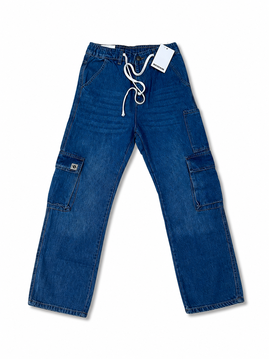Men's Blue Denim Cargo Pants view 3